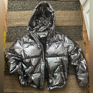 Alice & Olivia Silver Metallic Puffer NWT